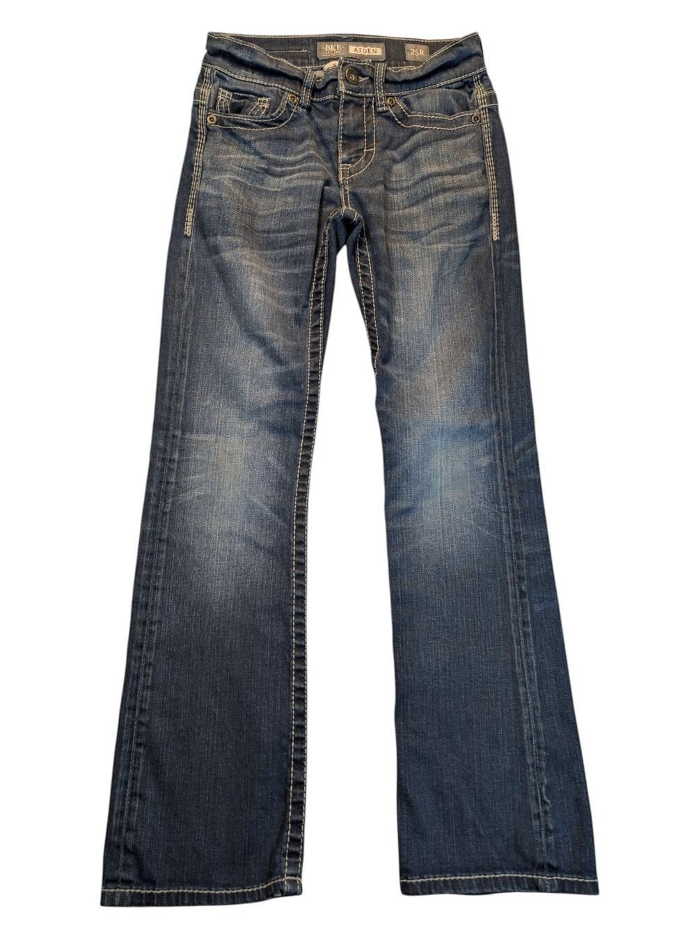 BKE Aiden BootLeg Bootcut Jeans Women's 25R Thick Stitch Buckle